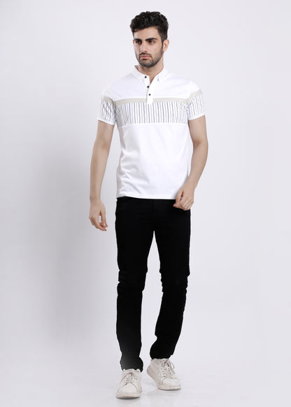CHEST STRIPE WHITE T-SHIRT C177-2