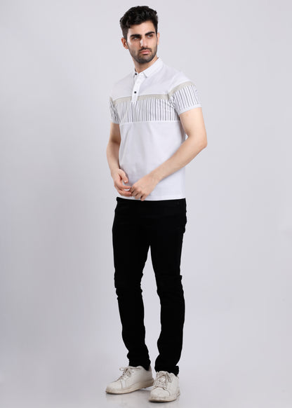 CHEST STRIPE WHITE T-SHIRT C177-2