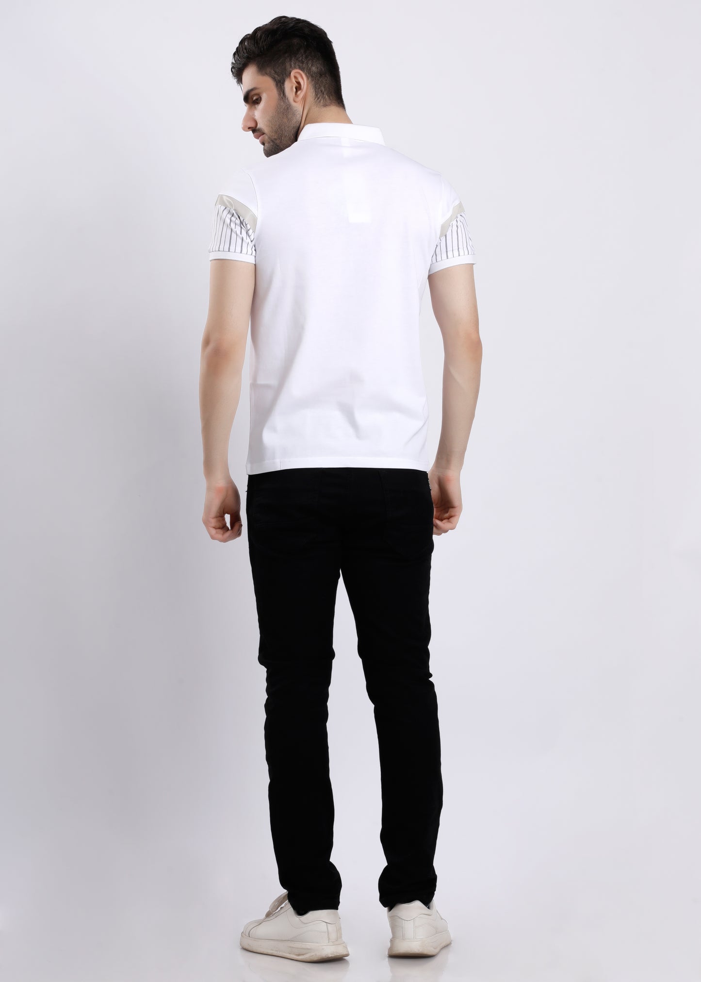 CHEST STRIPE WHITE T-SHIRT C177-2