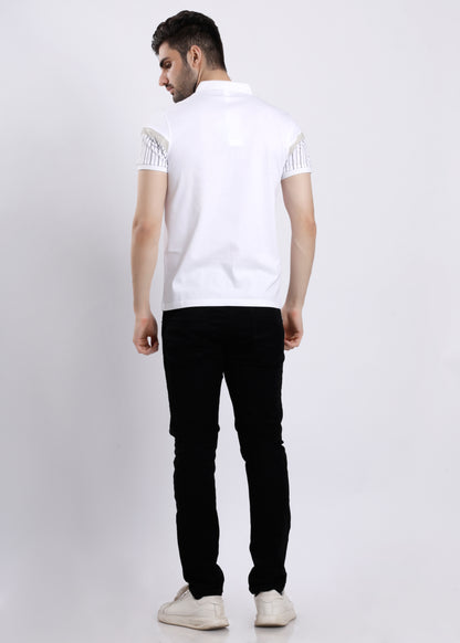 CHEST STRIPE WHITE T-SHIRT C177-2