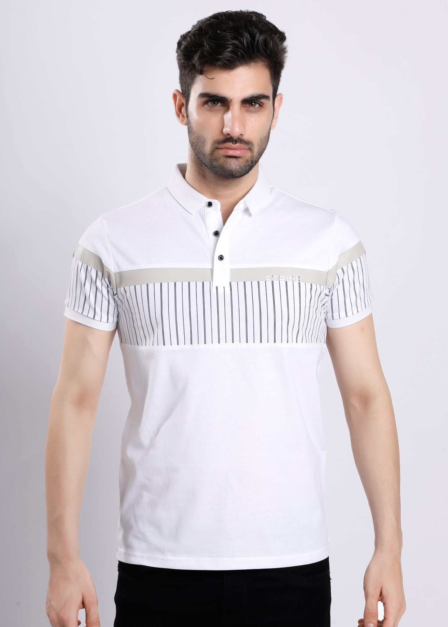 CHEST STRIPE WHITE T-SHIRT C177-2
