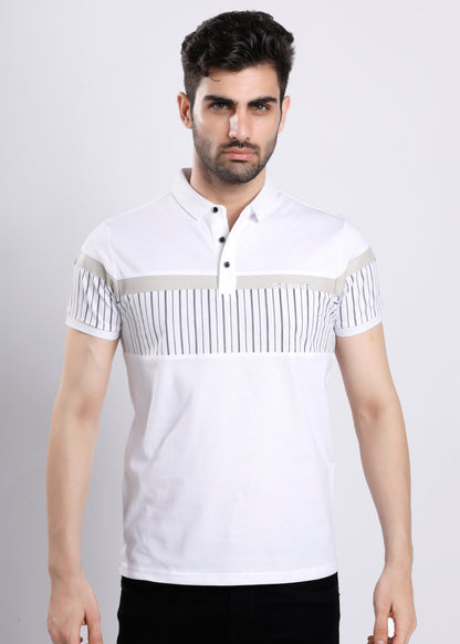 CHEST STRIPE WHITE T-SHIRT C177-2