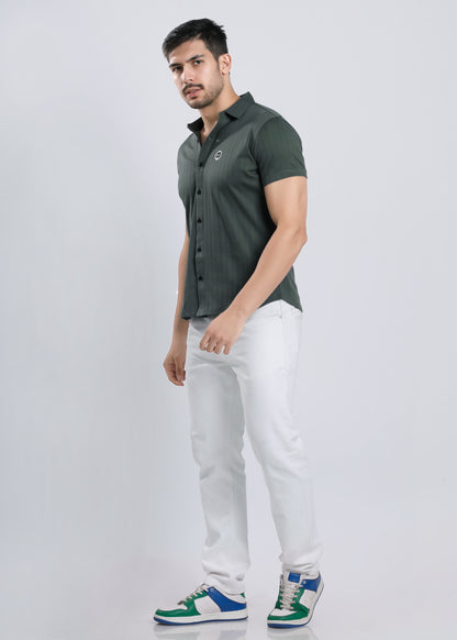PLAIN OLIVE GREEN SHIRT H469-4