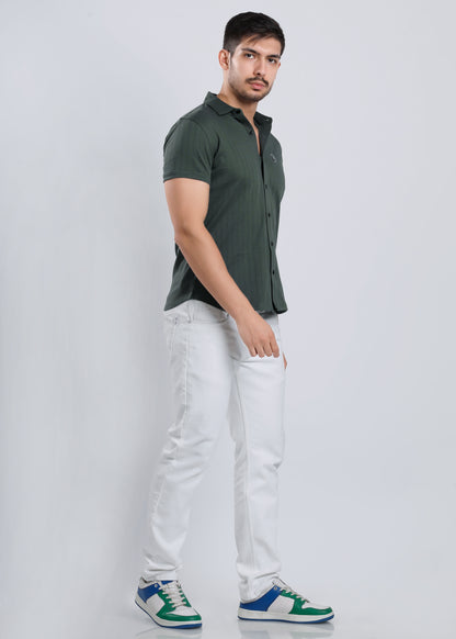 PLAIN OLIVE GREEN SHIRT H469-4