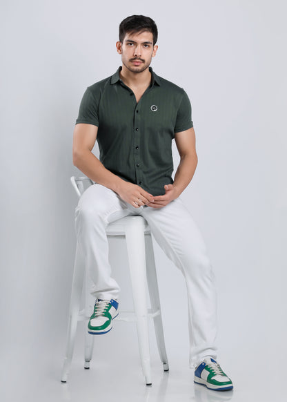 PLAIN OLIVE GREEN SHIRT H469-4