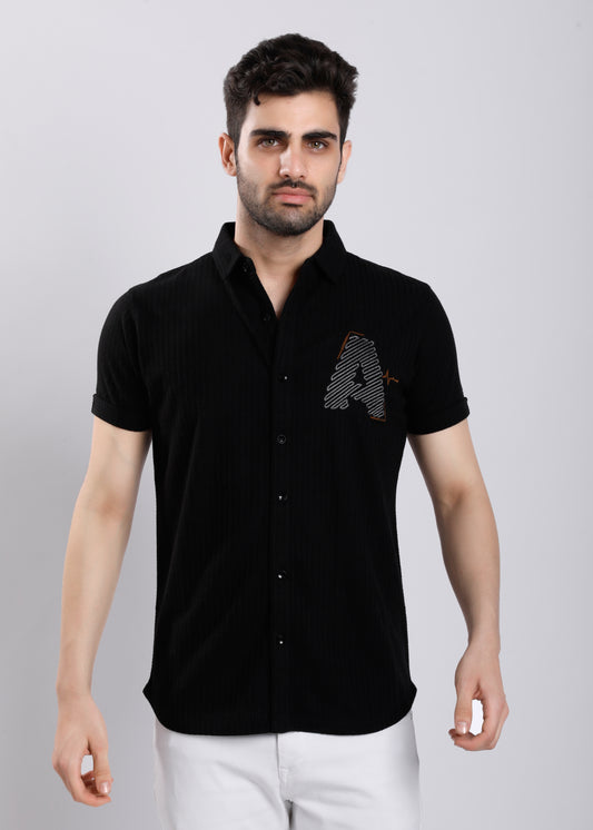 AB EMBROIDERY BLACK SHIRT H473-1