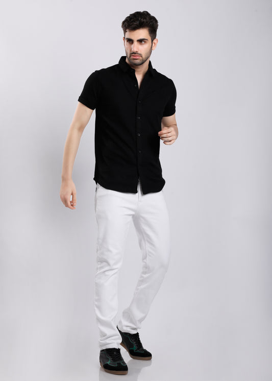 CHECKS JACQUARD BLACK SHIRT H493-1